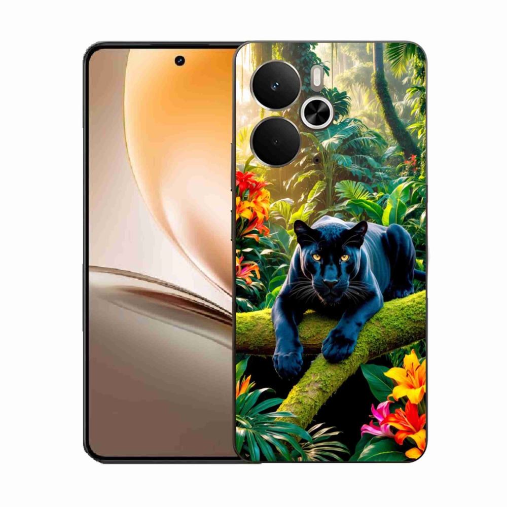 Gél borítás mmCase a Realme 14T 5G/14 5G számára - fekete párduc a dzsungelben