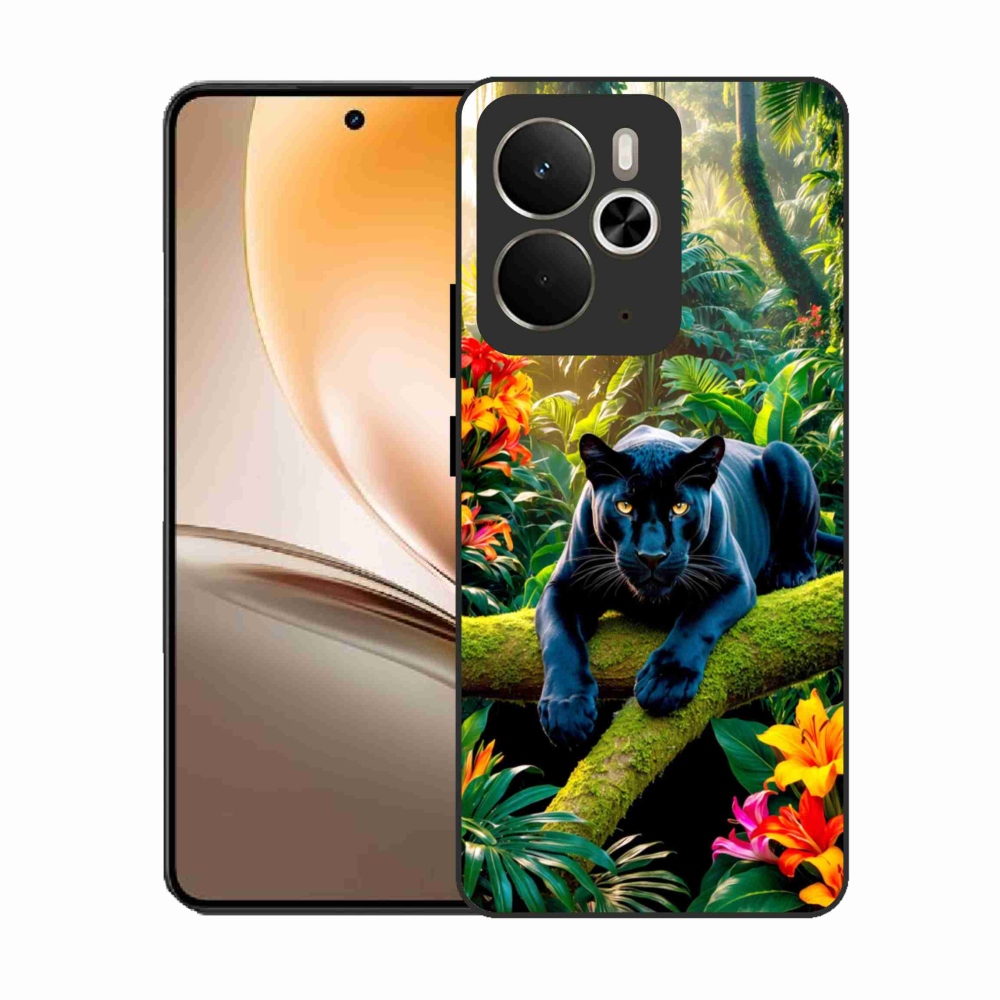 Gél borítás mmCase a Realme 14T 5G/14 5G számára - fekete párduc a dzsungelben