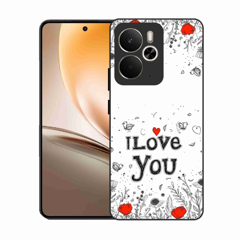 Gél borító mmCase a Realme 14T 5G/14 5G - I love you fehér háttérrel