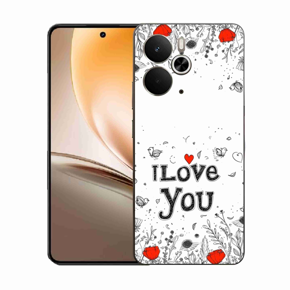 Gél borító mmCase a Realme 14T 5G/14 5G - I love you fehér háttérrel
