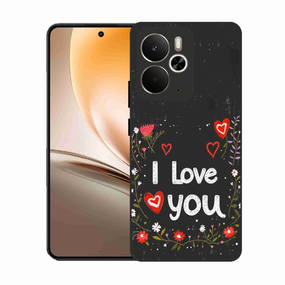 Gél borító mmCase a Realme 14T 5G/14 5G - I love you fekete háttérrel