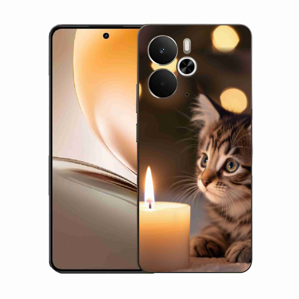 Gél borítás mmCase a Realme 14T 5G/14 5G készülékhez - cica és gyertya
