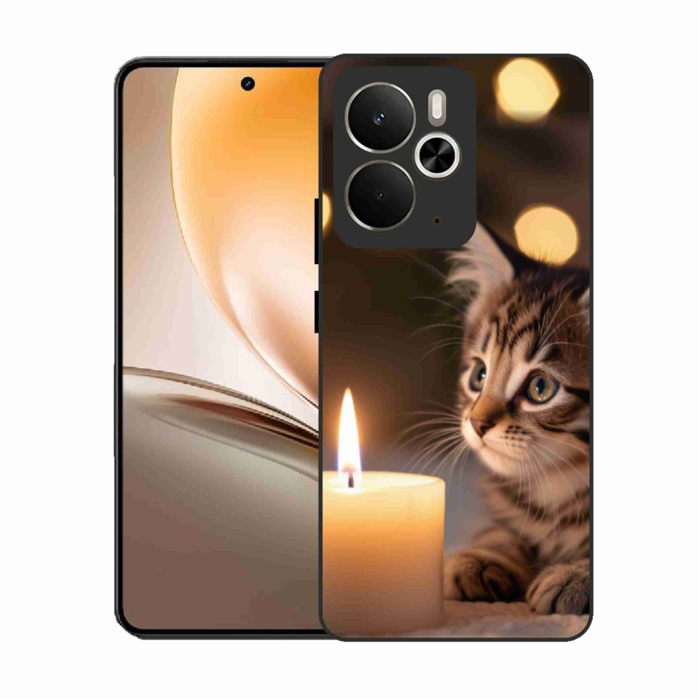 Gél borítás mmCase a Realme 14T 5G/14 5G készülékhez - cica és gyertya