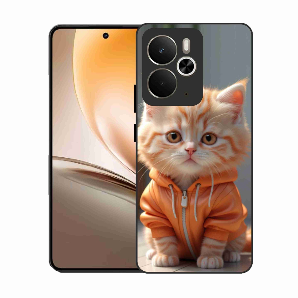 Gél borítás mmCase a Realme 14T 5G/14 5G számára - cica kapucnis pulóverben