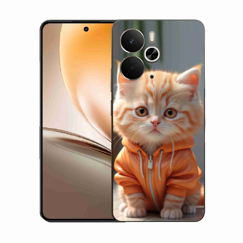 Gél borítás mmCase a Realme 14T 5G/14 5G számára - cica kapucnis pulóverben