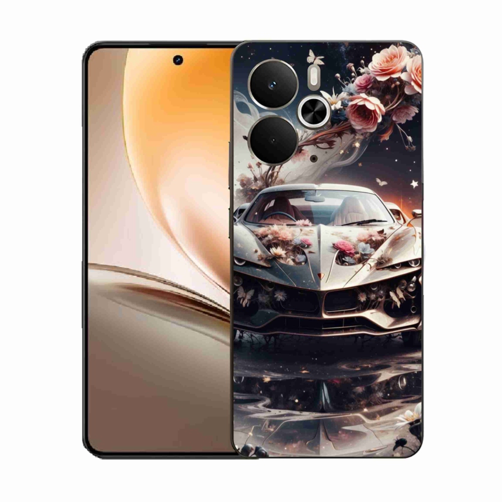 Gél borítás mmCase a Realme 14T 5G/14 5G - virágos sportkocsihoz