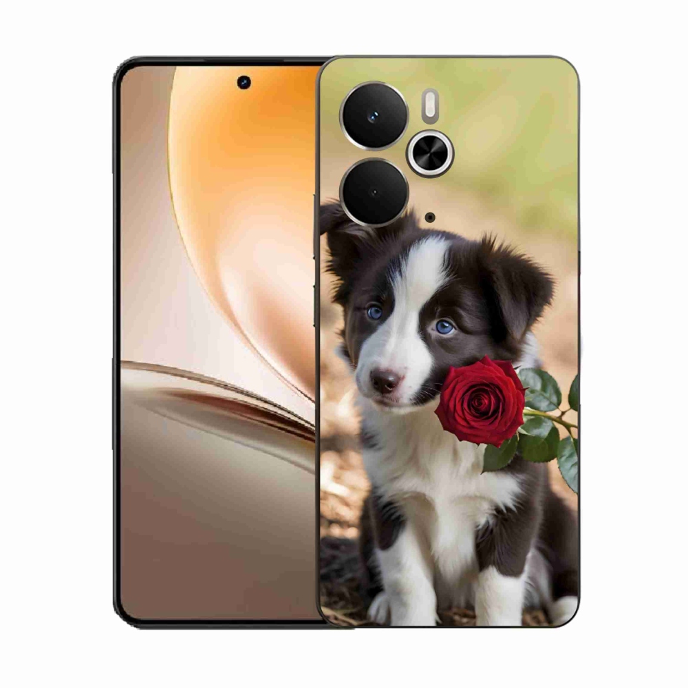 Gél borítás mmCase a Realme 14T 5G/14 5G készülékhez - aranyos border collie rózsával
