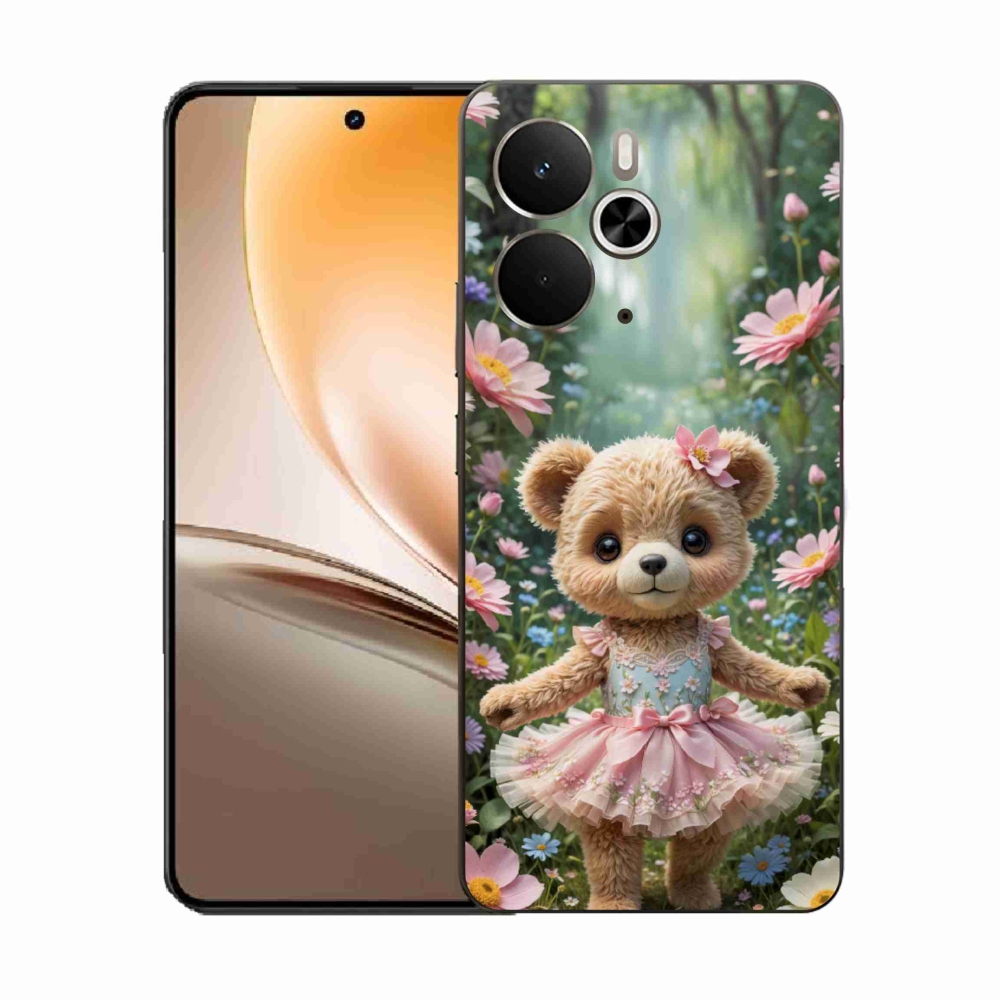 Gél borítás mmCase a Realme 14T 5G/14 5G készülékhez - aranyos virágos mackó