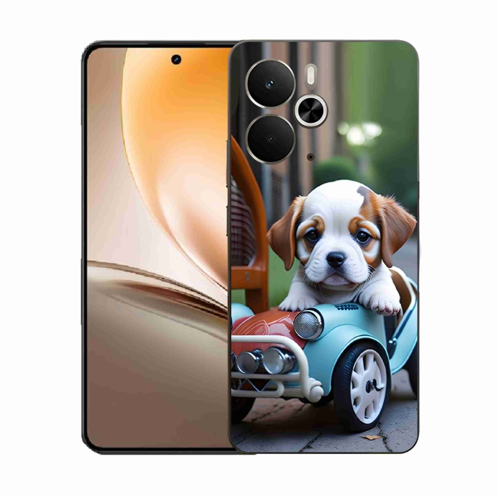 Gélburkolat mmCase a Realme 14T 5G/14 5G - kiskutya a retro autóban