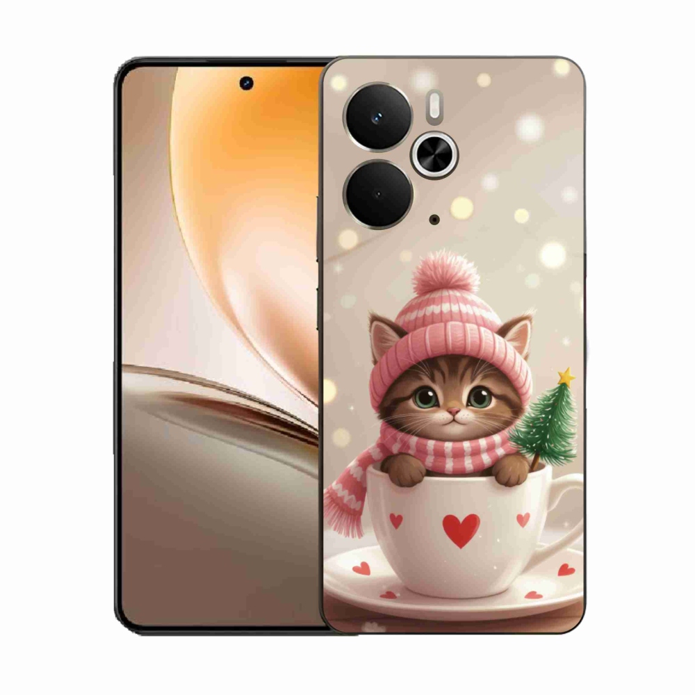Gél borítás mmCase a Realme 14T 5G/14 5G számára - Karácsonyi cica a csészében