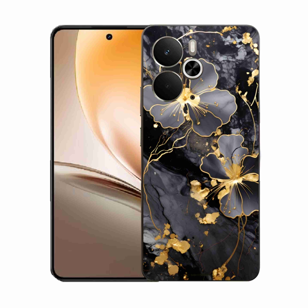Gél borító mmCase a Realme 14T 5G/14 5G - arany virágokhoz