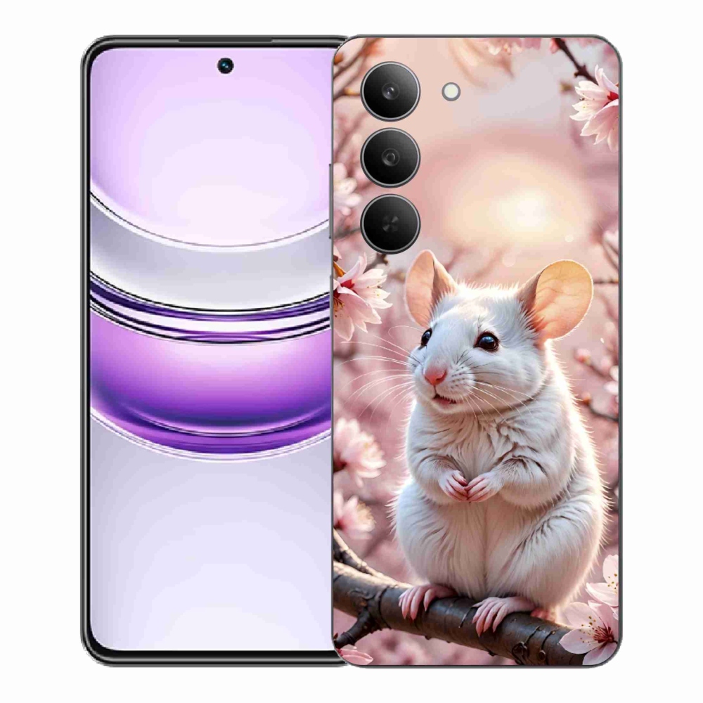 mmCase gél tok a Realme 14x 5G-hez – fehér egér egy ágon
