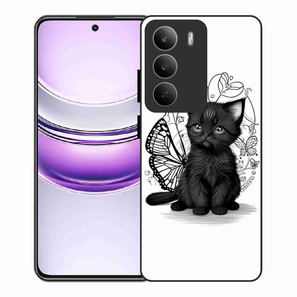 Gél borítás mmCase a Realme 14x 5G készülékhez - fekete cica