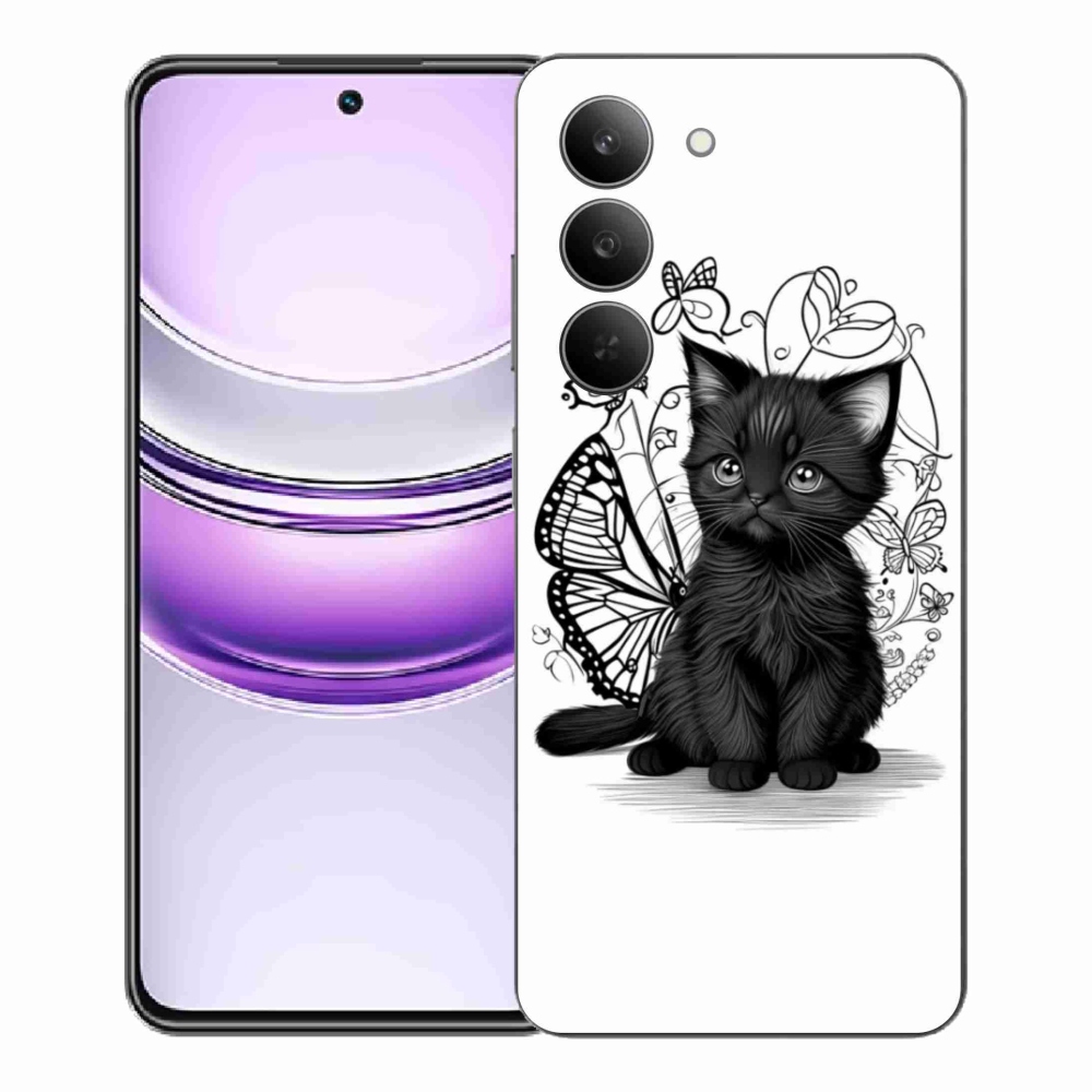 Gél borítás mmCase a Realme 14x 5G készülékhez - fekete cica