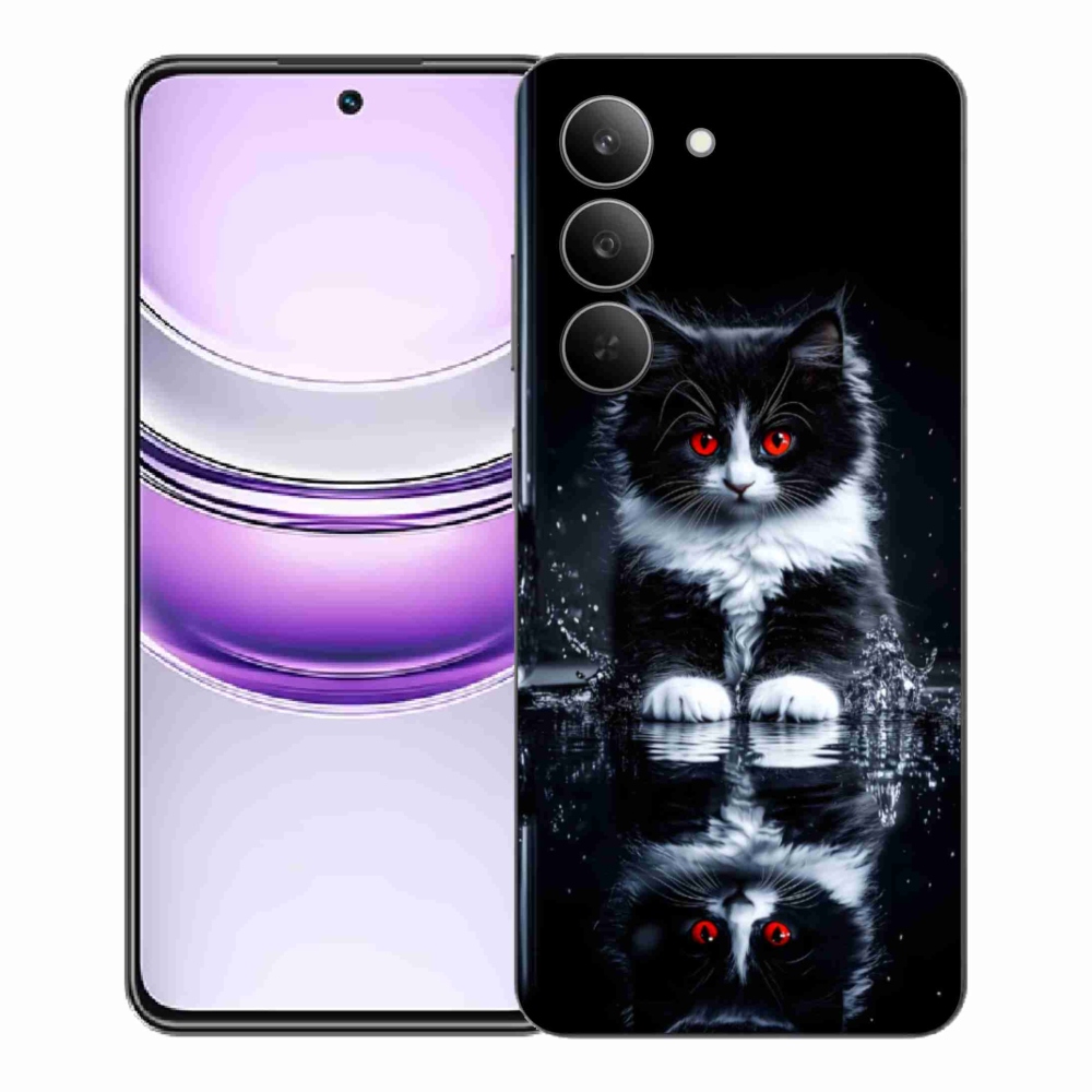 Gél borító mmCase a Realme 14x 5G készülékhez - fekete-fehér cica