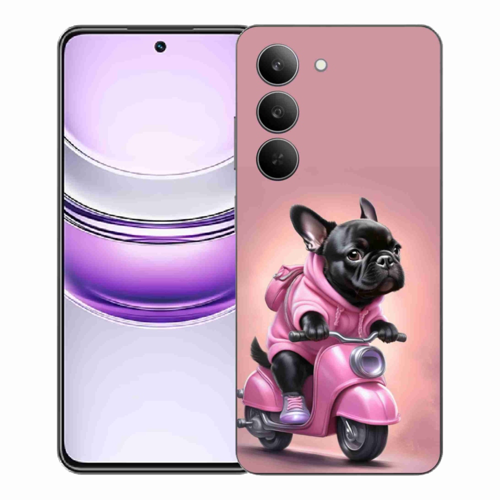 Gél borítás mmCase a Realme 14x 5G-hez - Francia bulldog a robogón