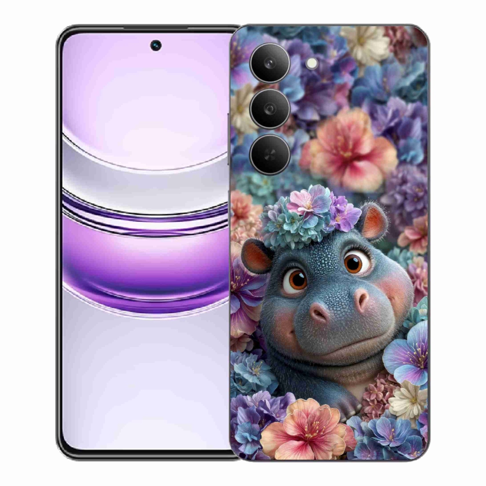 mmCase géltok a Realme 14x 5G-hez – virágok között úszó víziló