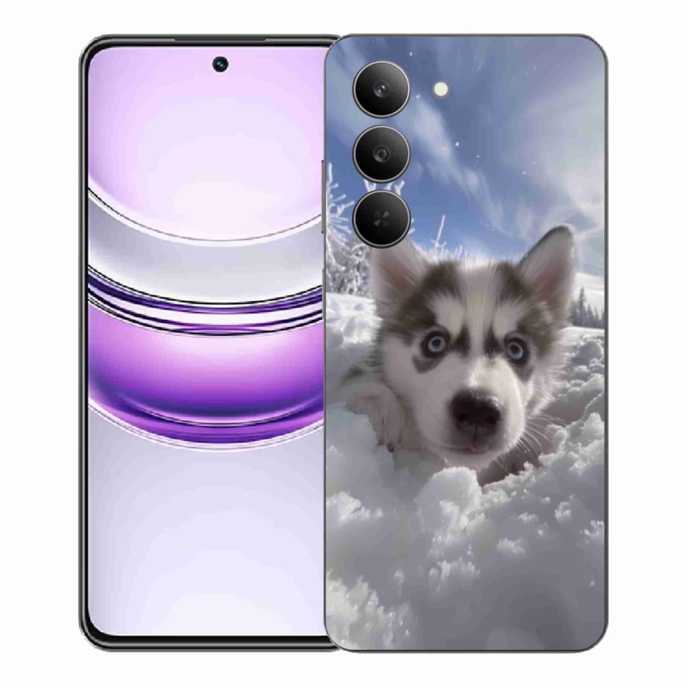 Gél borítás mmCase a Realme 14x 5G-hez - husky a hóban
