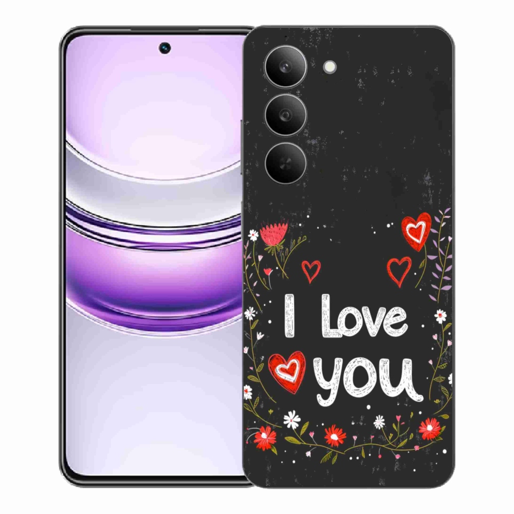 Gél borító mmCase a Realme 14x 5G készülékhez - Szeretlek fekete háttérrel
