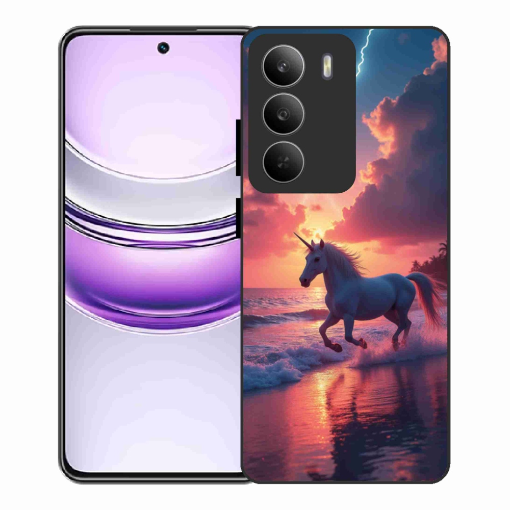 Gél borítás mmCase a Realme 14x 5G készülékhez - egyszarvú a tengerparton