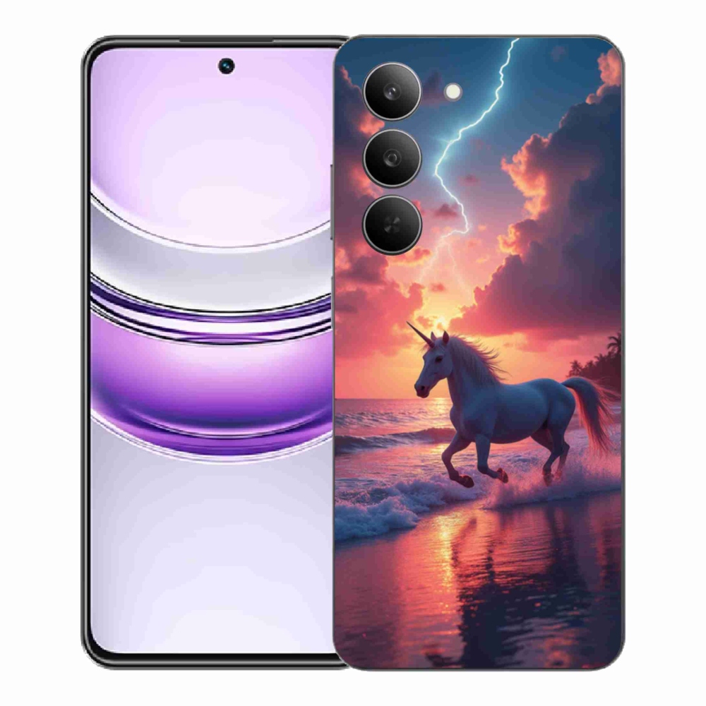 Gél borítás mmCase a Realme 14x 5G készülékhez - egyszarvú a tengerparton