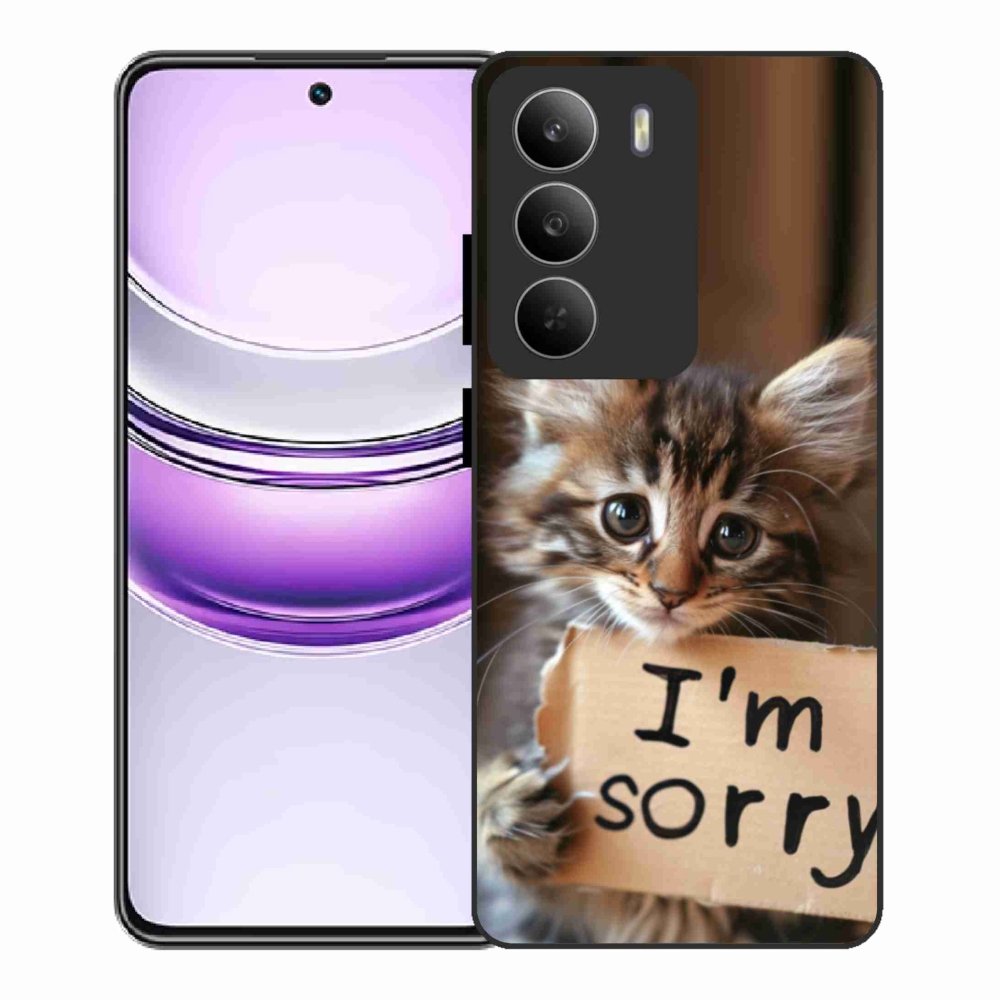 Gél borítás mmCase a Realme 14x 5G-hez - macska bocsánatkérése