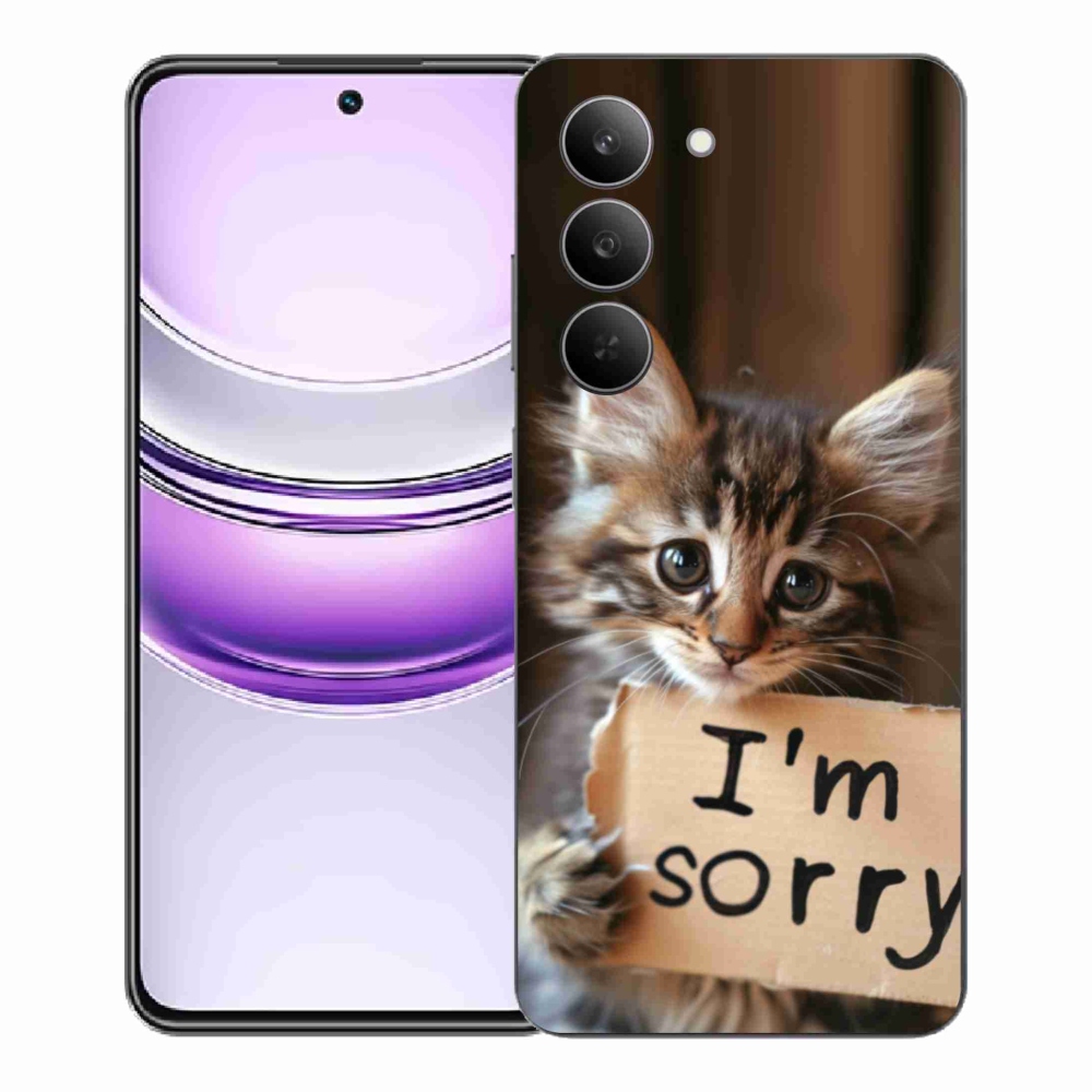 Gél borítás mmCase a Realme 14x 5G-hez - macska bocsánatkérése