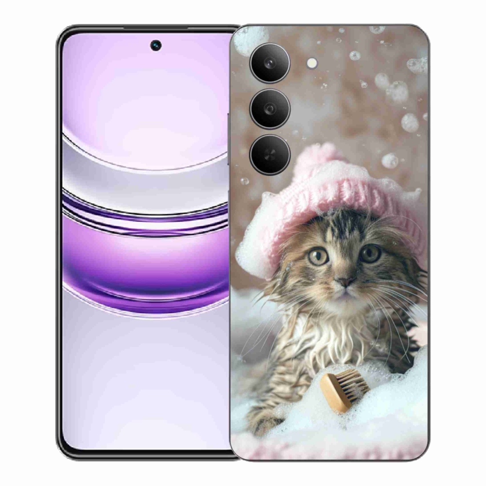 Gél borító mmCase a Realme 14x 5G-hez - cica és fürdő