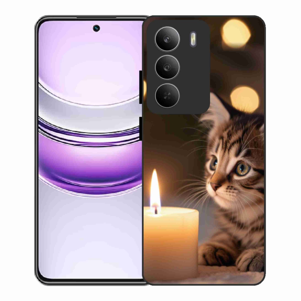 Gél borító mmCase a Realme 14x 5G készülékhez - cica és gyertya