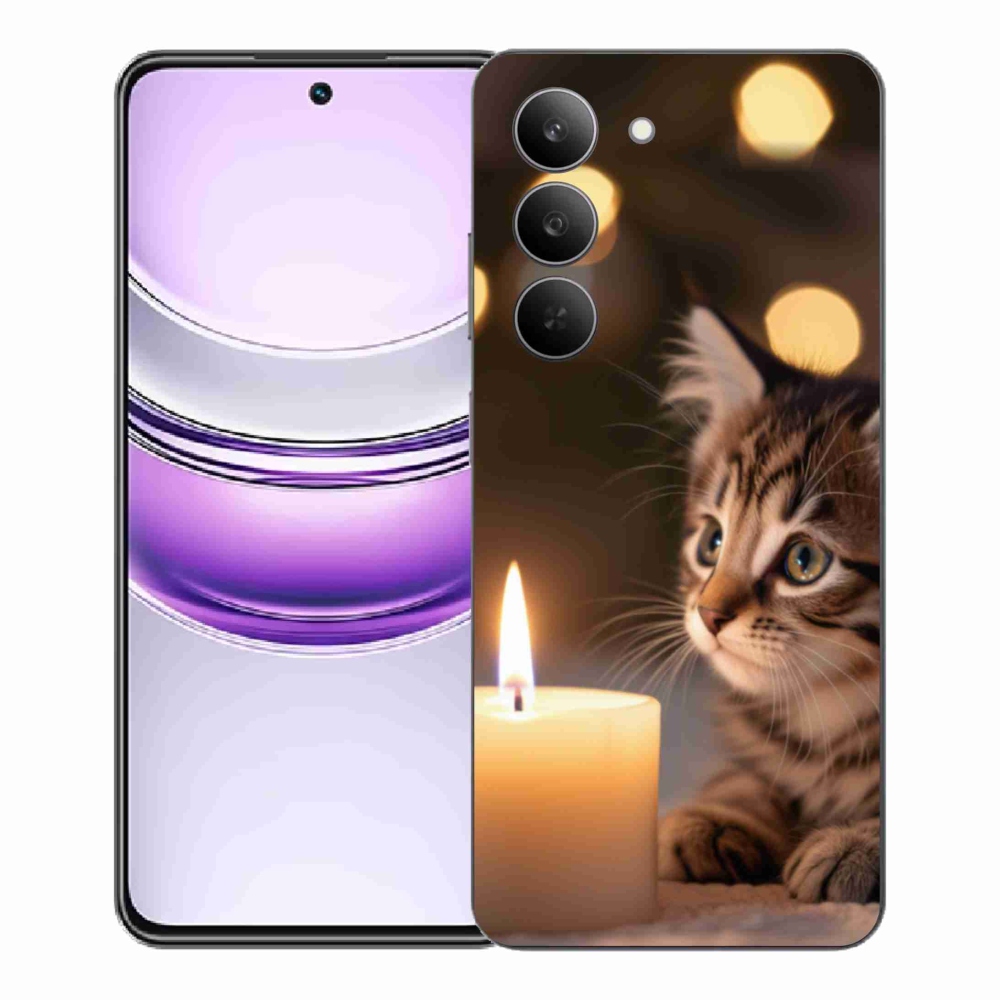 Gél borító mmCase a Realme 14x 5G készülékhez - cica és gyertya