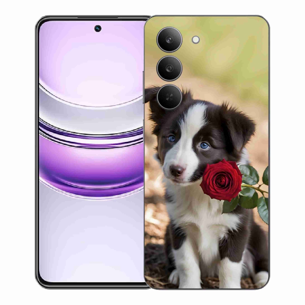 mmCase gél tok a Realme 14x 5G-hez – aranyos border collie rózsával