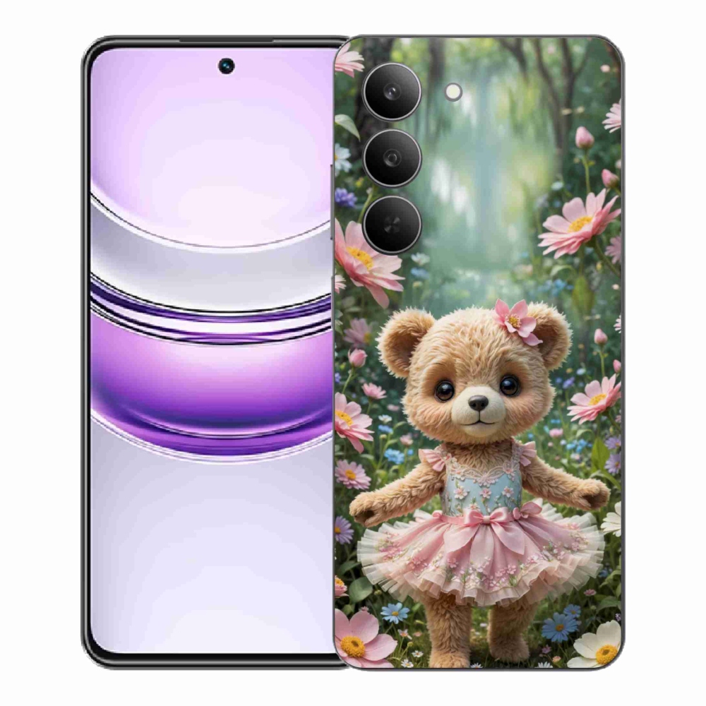 mmCase gél tok a Realme 14x 5G-hez – aranyos mackó virágok között