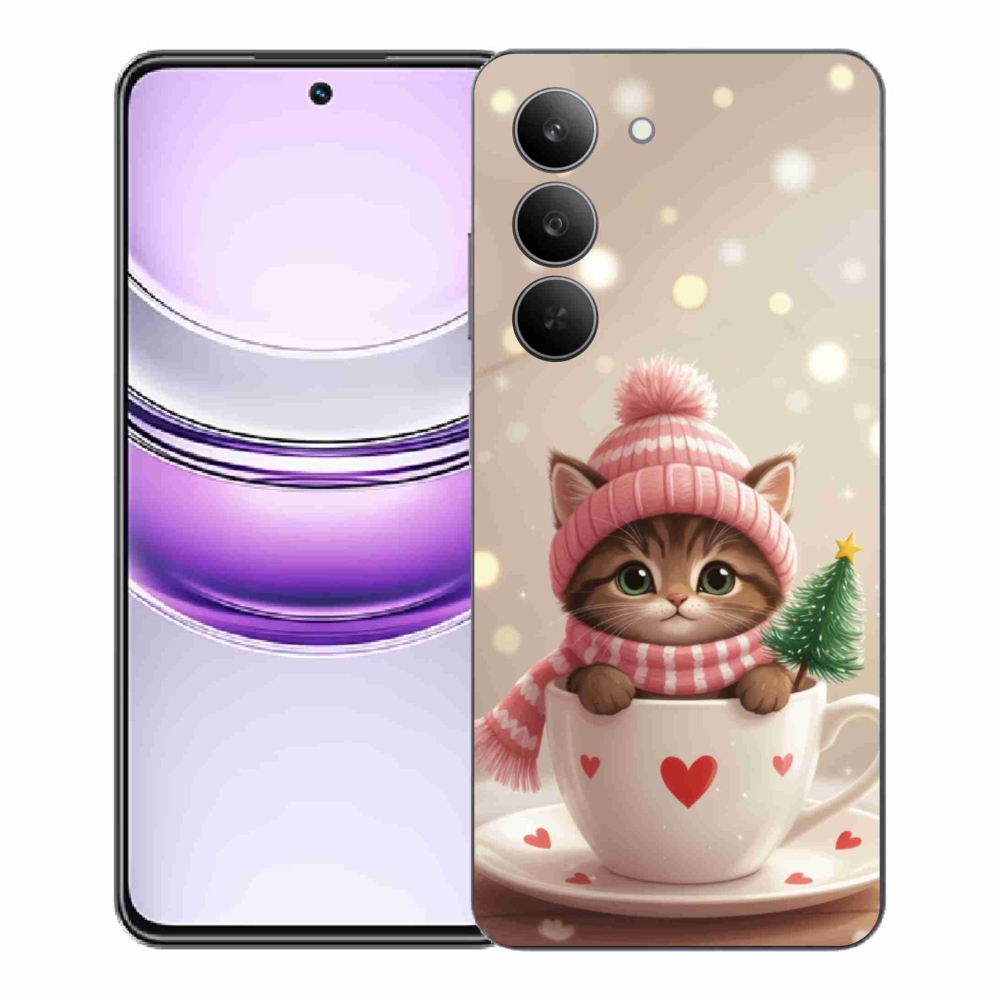mmCase gél tok a Realme 14x 5G-hez – karácsonyi cica a csészében
