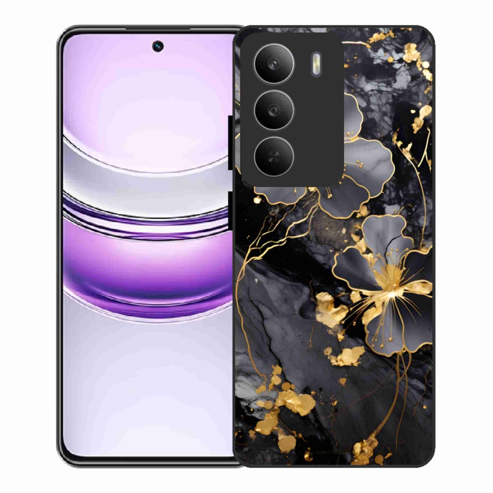 Gél borító mmCase a Realme 14x 5G készülékhez - arany virágok