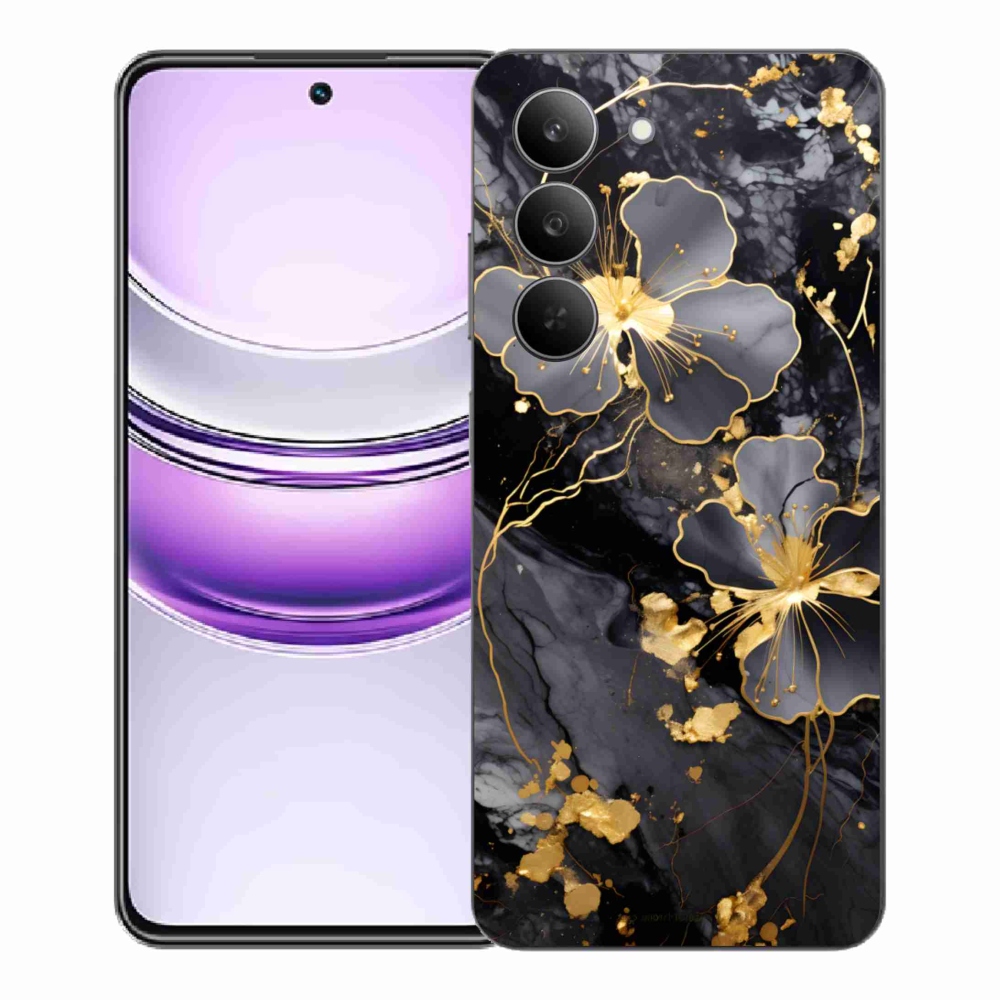 Gél borító mmCase a Realme 14x 5G készülékhez - arany virágok