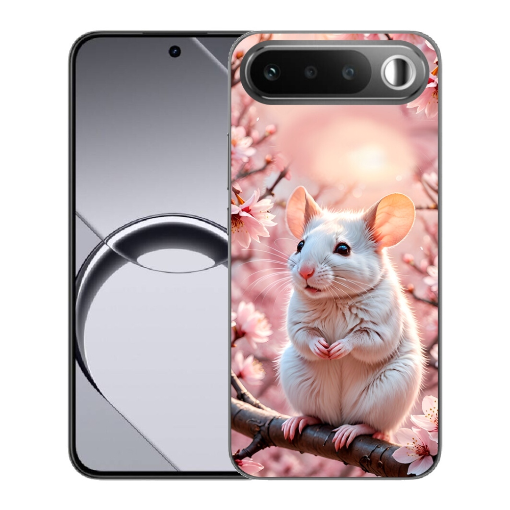 mmCase gél tok a Realme 16 5G-hez – fehér egér egy ágon