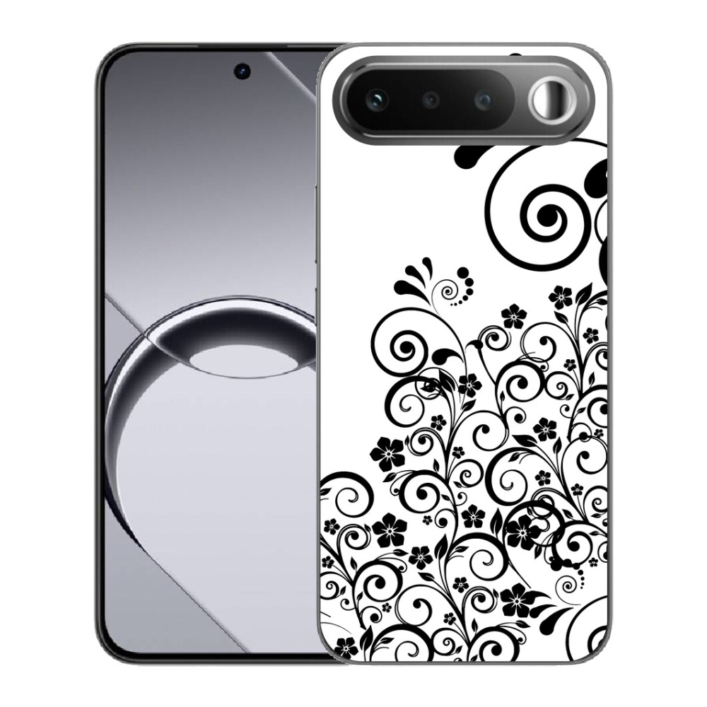 mmCase gél tok a Realme 16 5G-hez – fekete-fehér virágminták