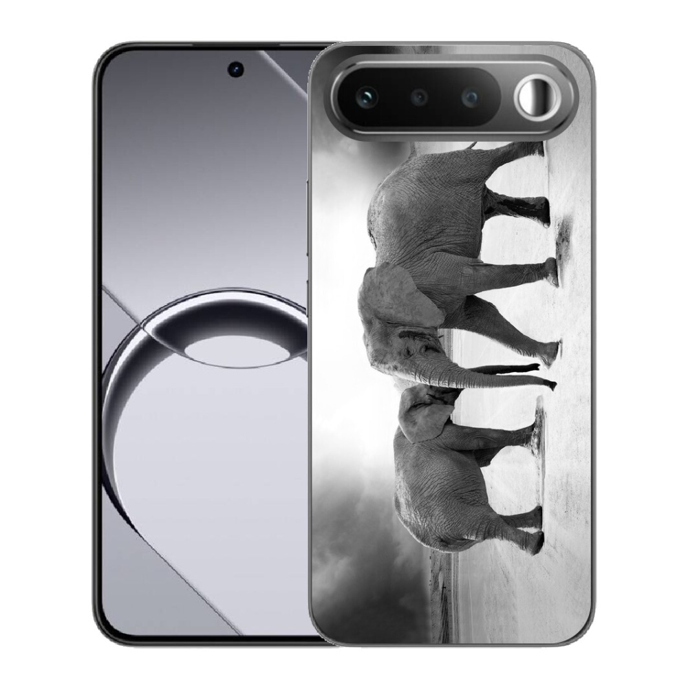 mmCase gél tok a Realme 16 5G-hez – fekete-fehér elefántok