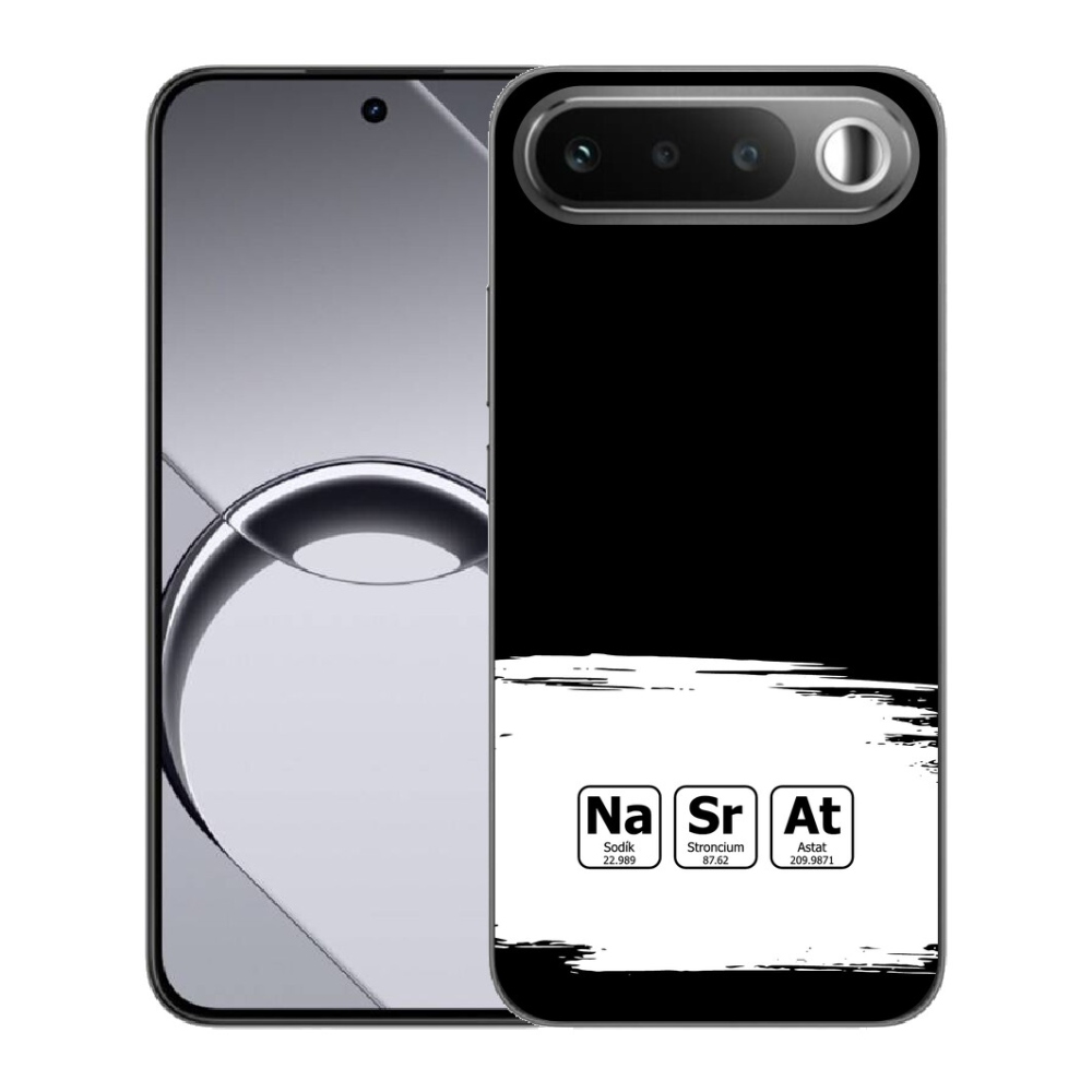 mmCase gélhuzat a Realme 16 5G-hez – kémiai elemek fehér-fekete háttérrel
