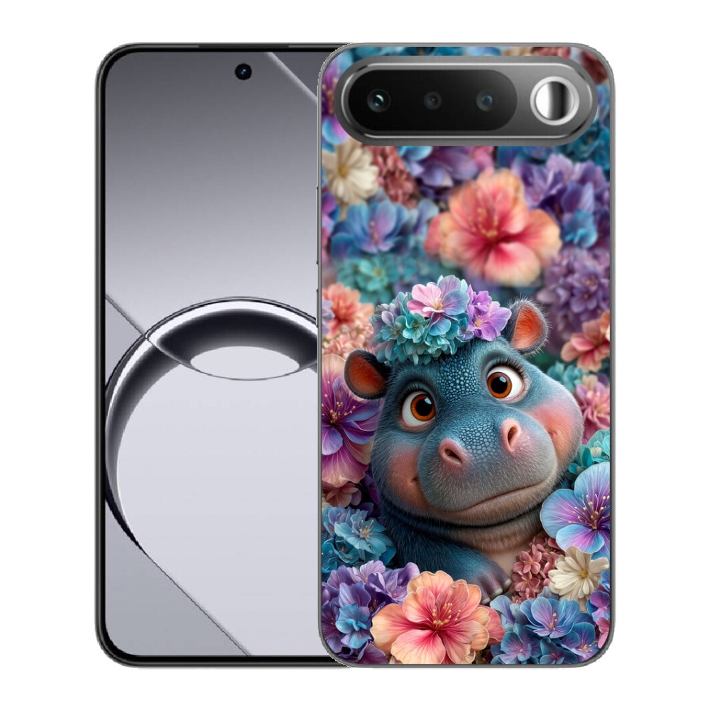 mmCase géltok a Realme 16 5G-hez – virágok között úszó víziló