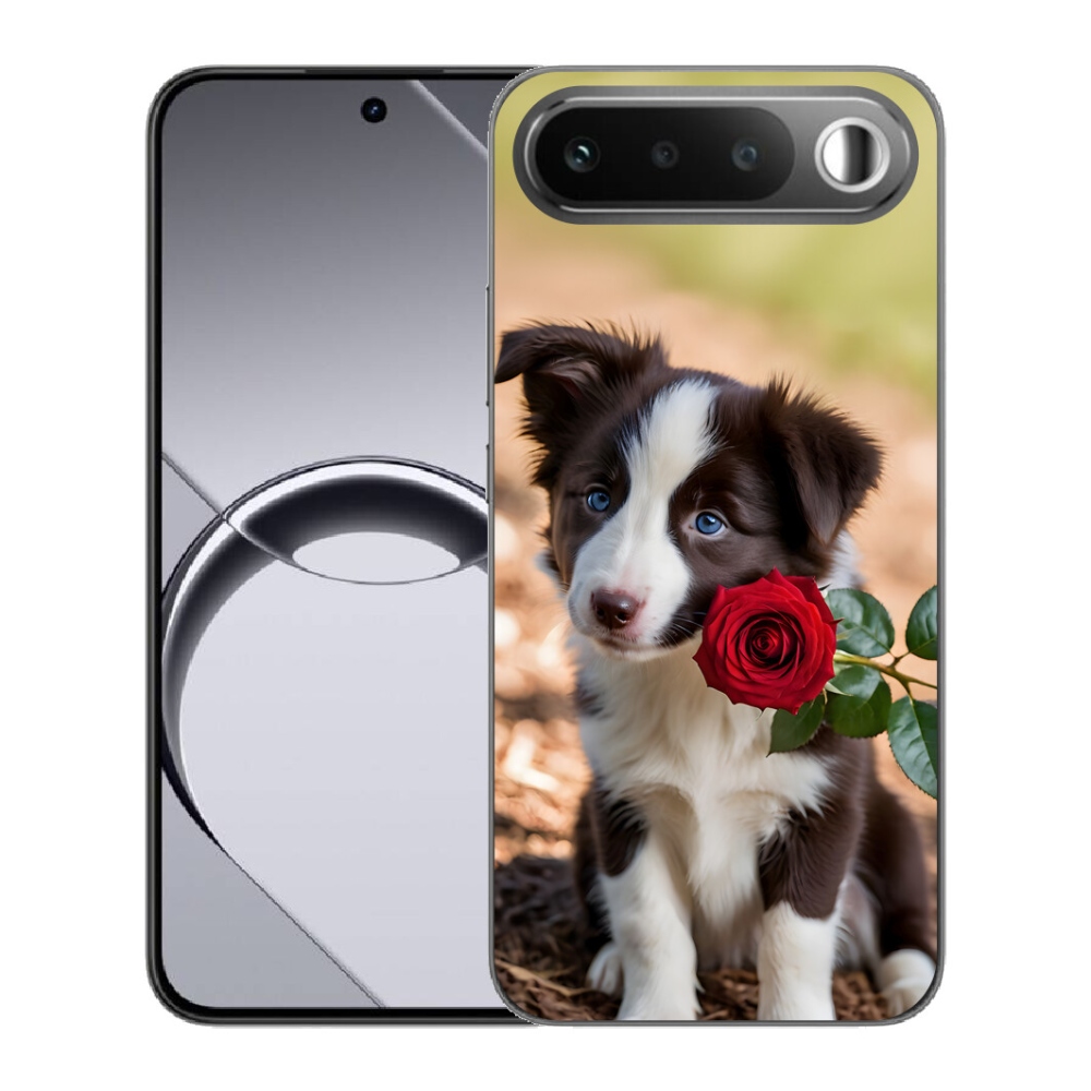 mmCase gél tok a Realme 16 5G-hez – aranyos border collie rózsával