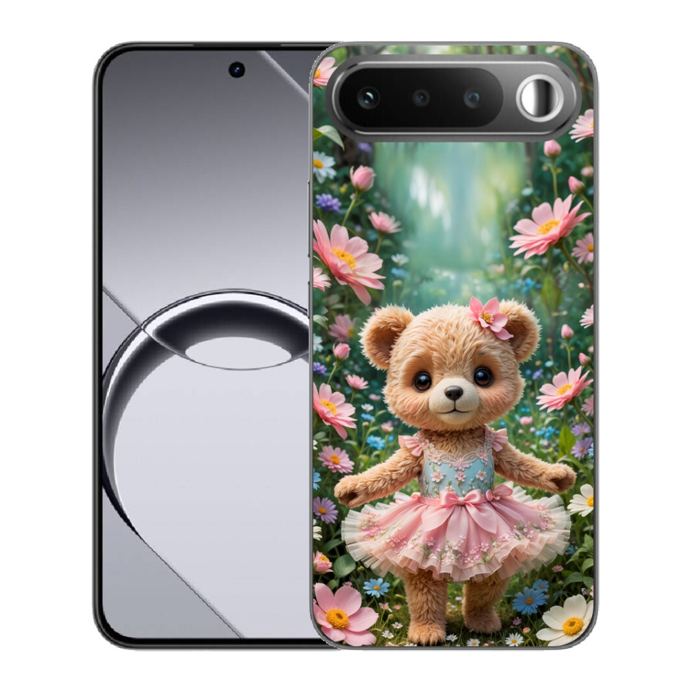 mmCase gél tok a Realme 16 5G-hez – aranyos mackó virágok között