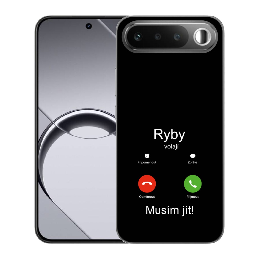 mmCase gél tok a Realme 16 5G-hez – „A halak hívnak” fekete háttérrel