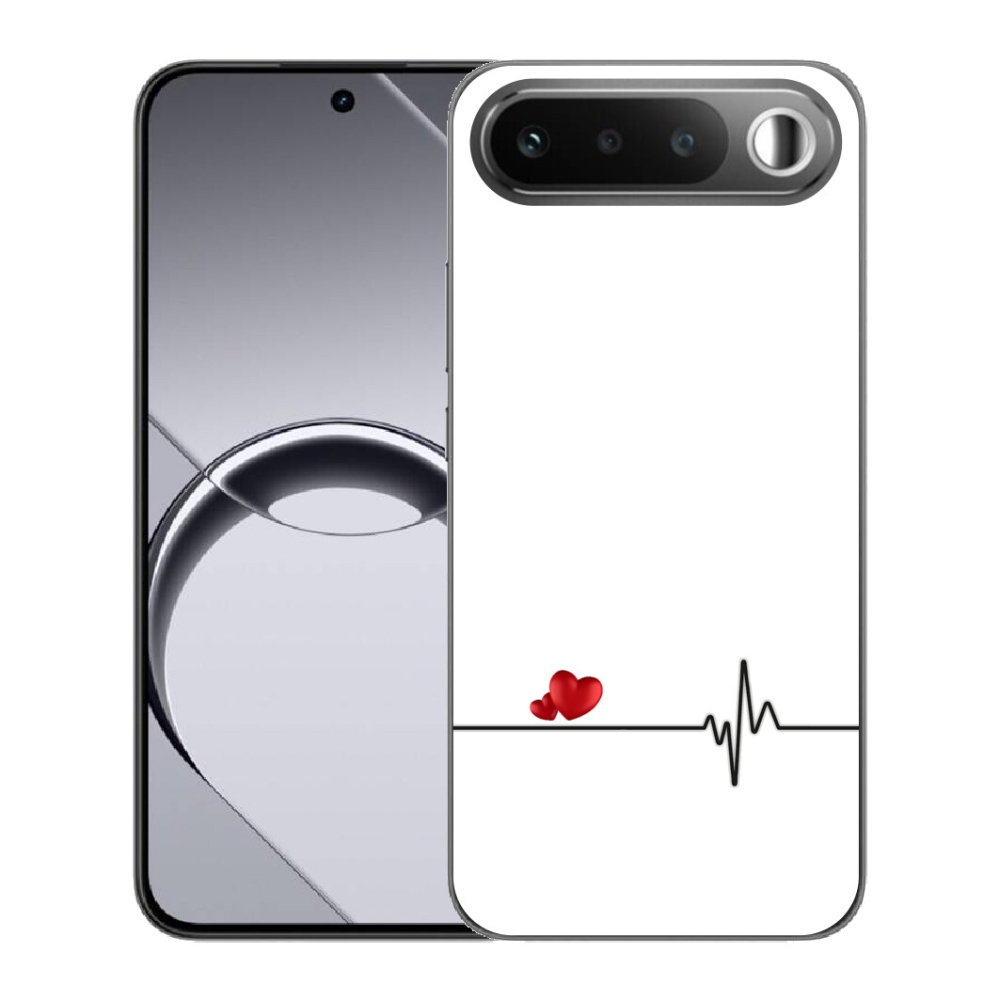 mmCase géltok a Realme 16 5G-hez – szív és pulzus fehér háttérrel