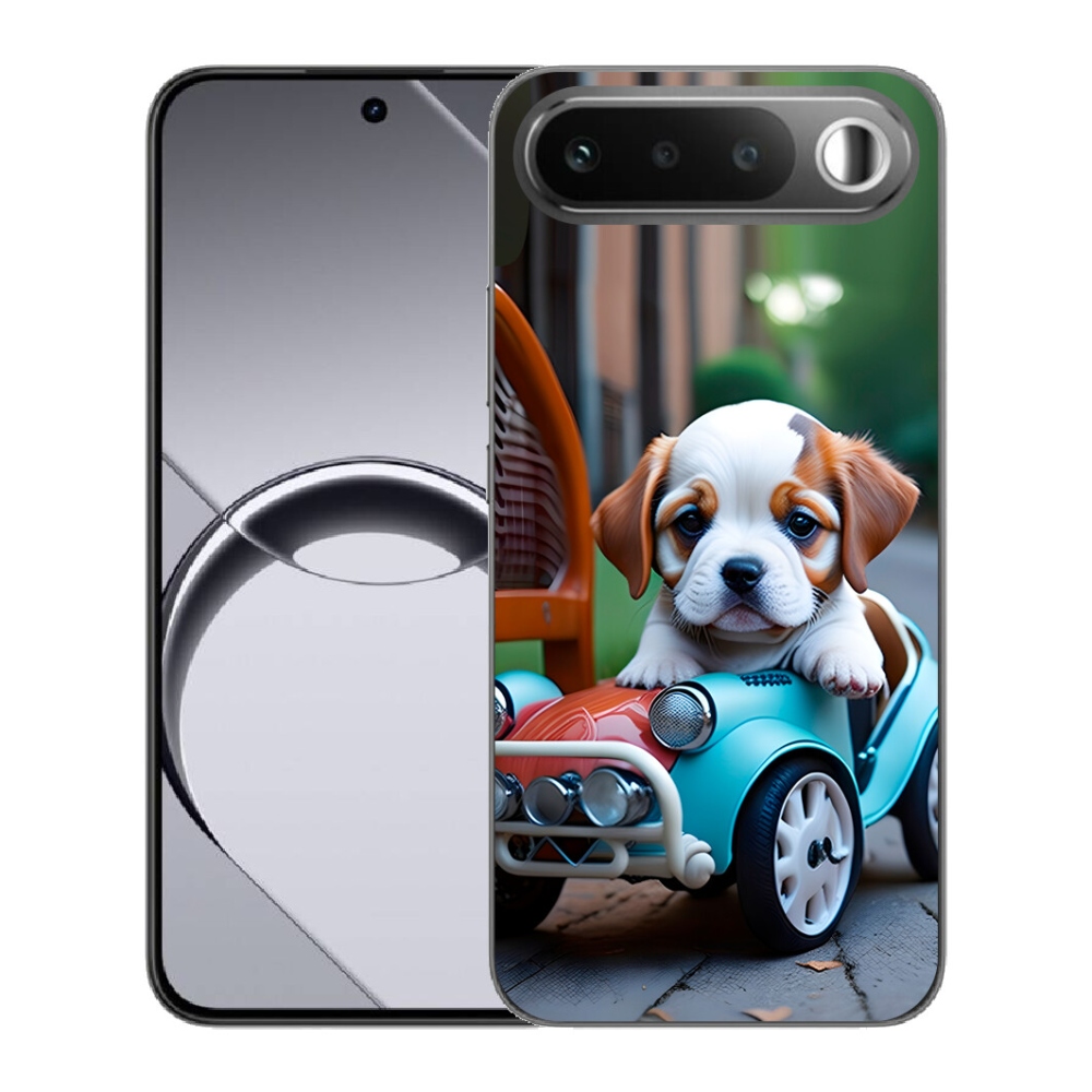 mmCase géltok a Realme 16 5G-hez – kiskutya egy retro autóban