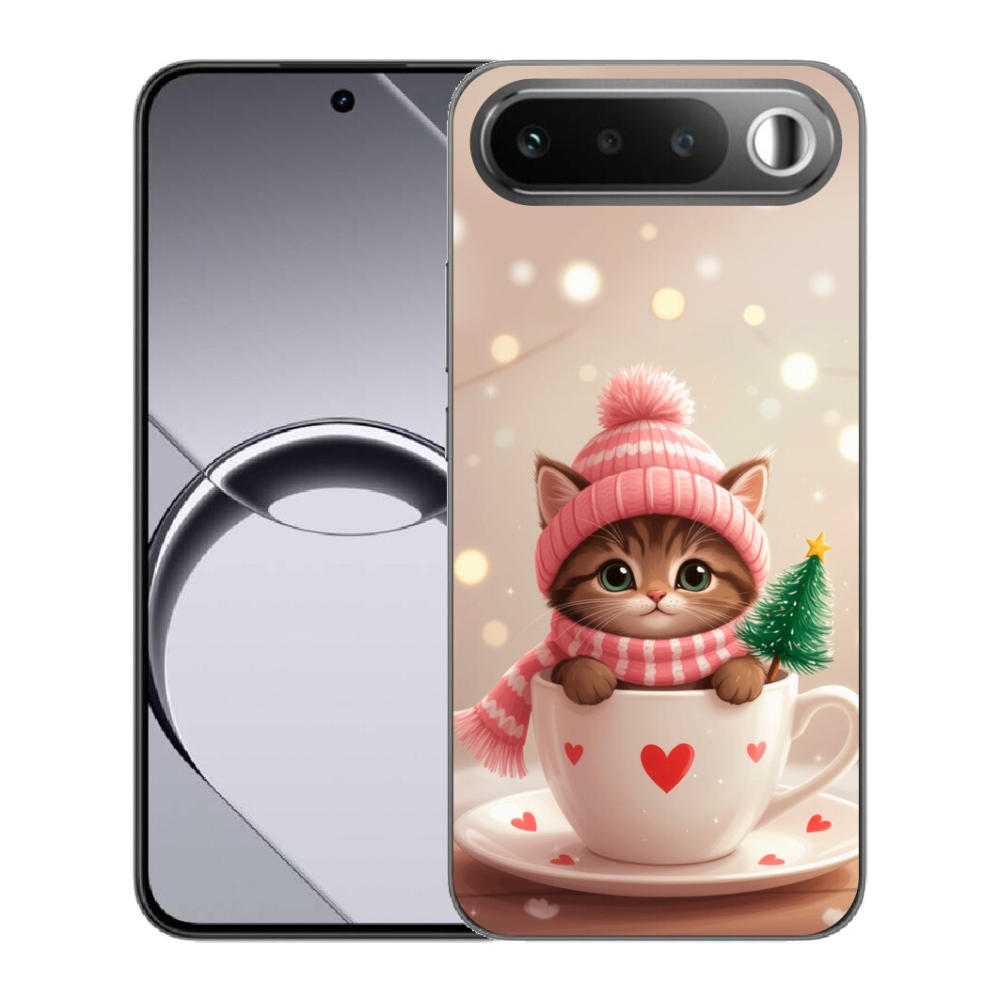 mmCase gél tok a Realme 16 5G-hez – karácsonyi cica a csészében
