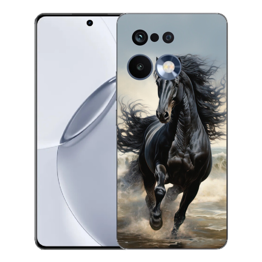 mmCase gélhuzat a Realme 16 Pro+ készülékhez – futó fekete ló