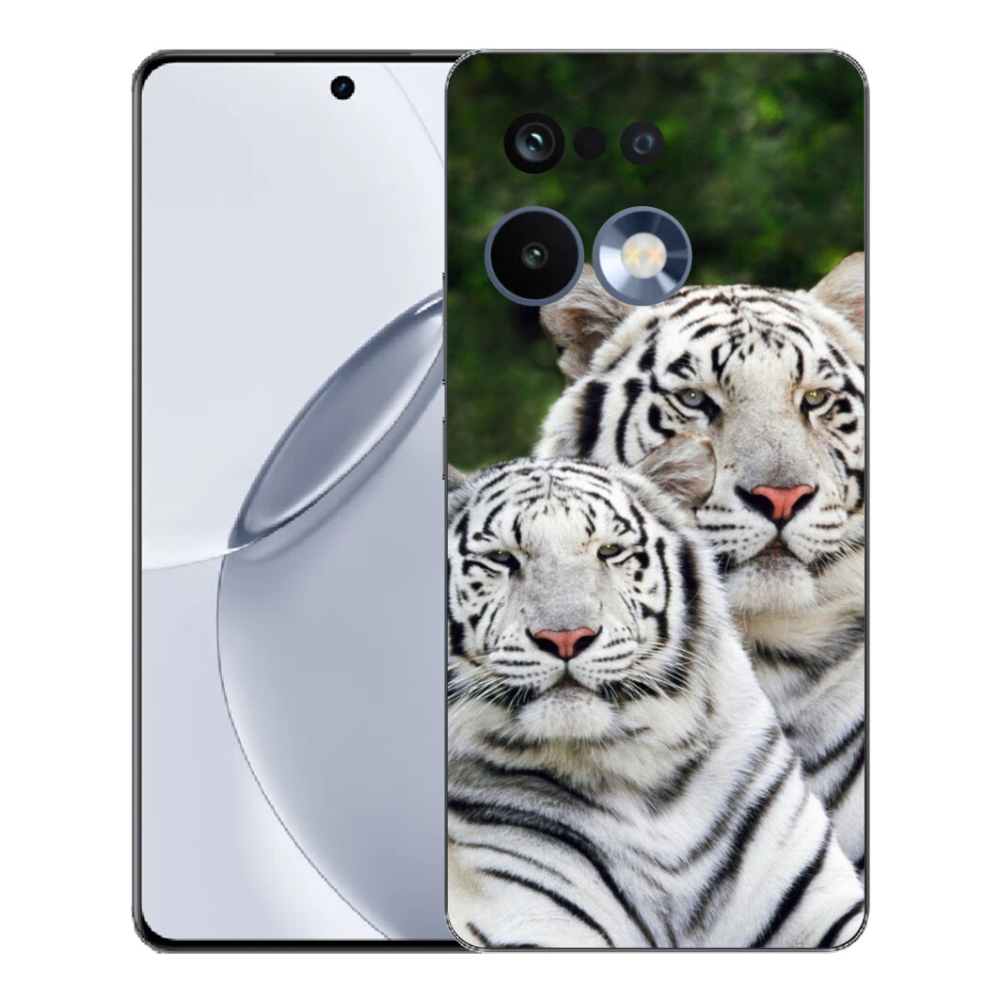 mmCase gélhuzat a Realme 16 Pro+ készülékhez – fehér tigrisek