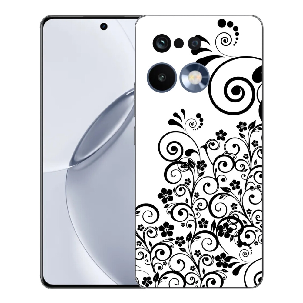 mmCase gél tok a Realme 16 Pro+ készülékhez – fekete-fehér virágminták