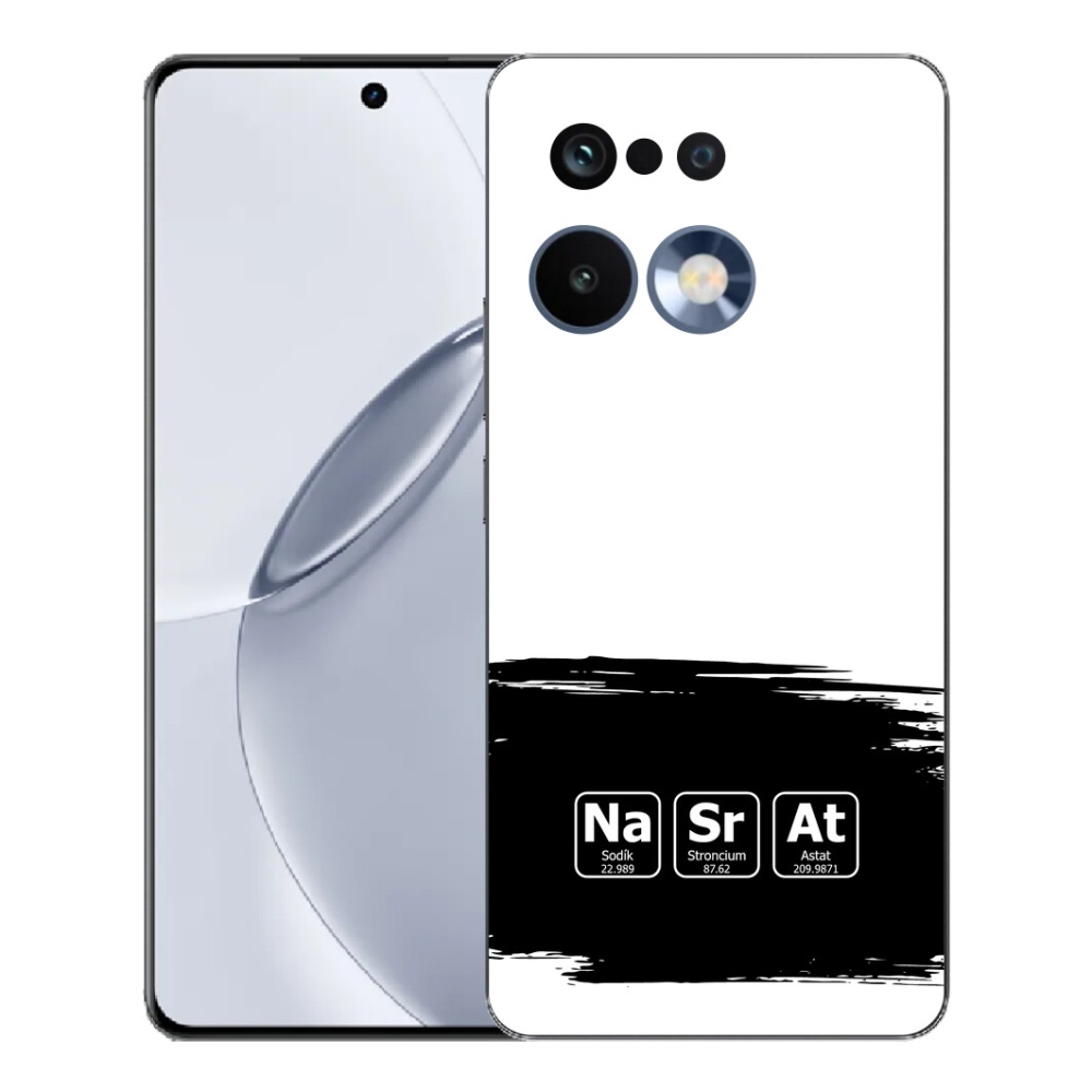 mmCase géltok a Realme 16 Pro+ készülékhez – kémiai elemek fekete-fehér háttérrel